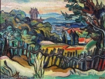 Gisela Habermalz - J586 - Moderne Landschaft mit Zaun